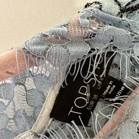 Topshop dress lace blue black mock neck floral flowers formal summer classic - Picture 4 of 5